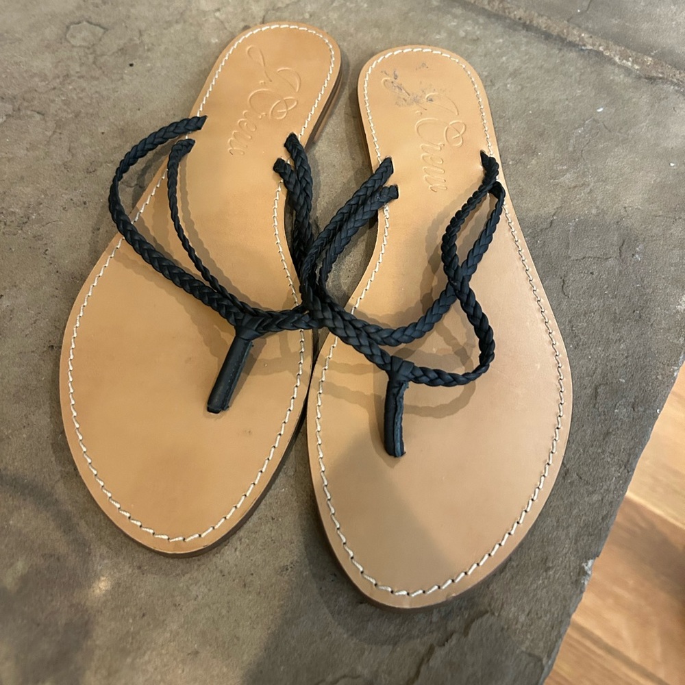 J. Crew Stylish Black Braided Leather Capri Sandals. Size 9.5 - Picture 5 of 10